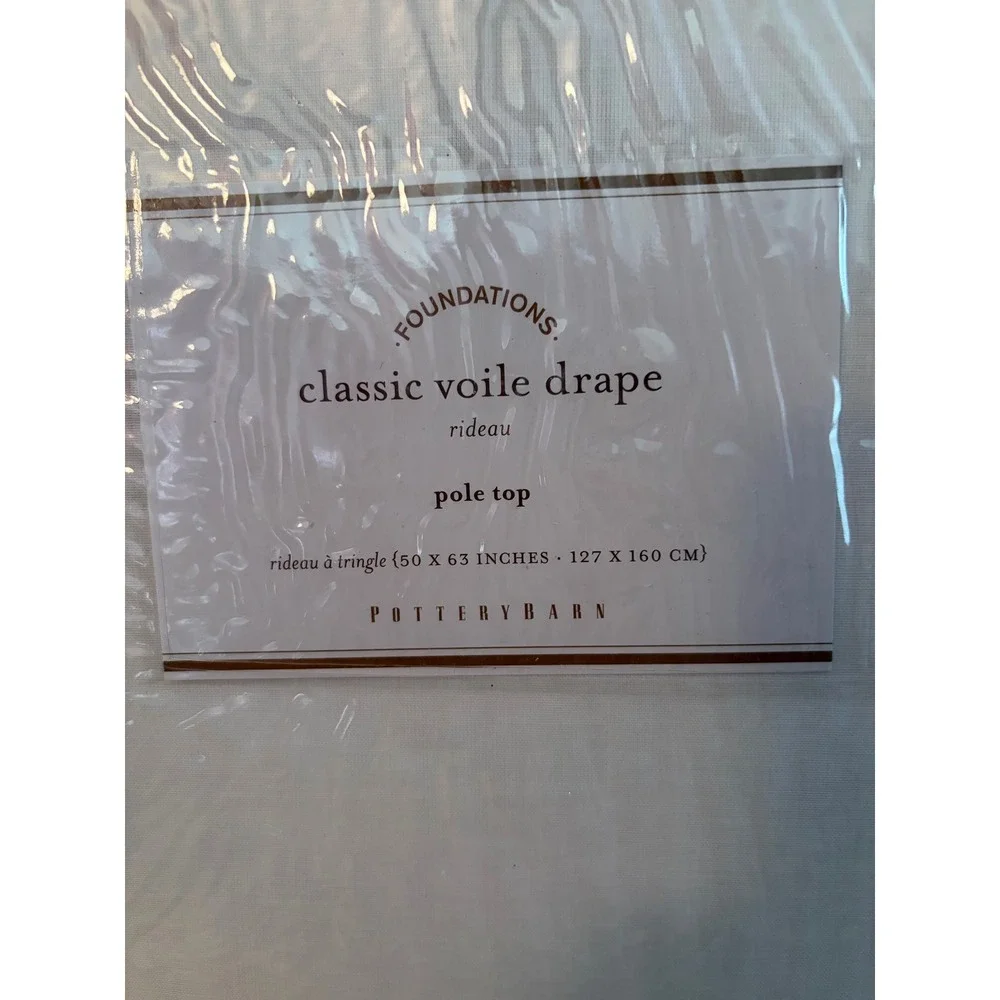 Pottery Barn Foundations Classic Voile Drape Pole Top 50 x 63 Alabaster NEW